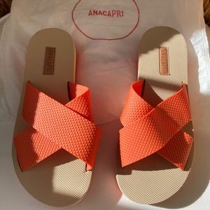 NWT Ana Capri Orange Cross-Strap Sandal, Size 36